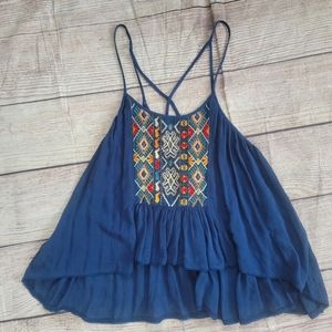 Ecoté Cropped Asymmetrical Embroidered Top Small